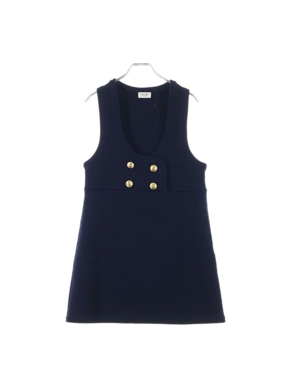 Celine Tunic Mini Dress in Interlock Wool Navy